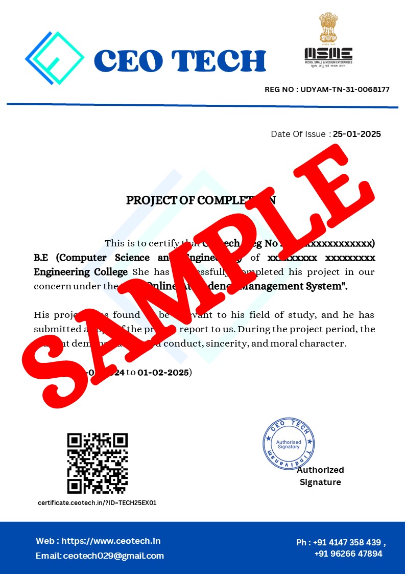 Sample Project Completion Certificate